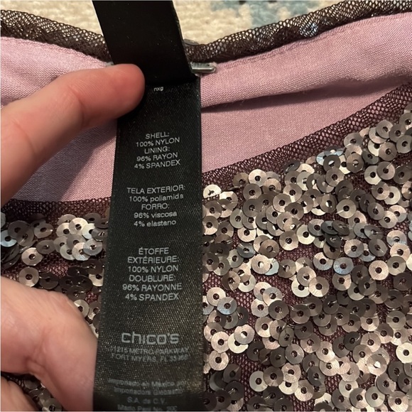 Chico’s Black Label Gray Sequin Short Sleeve Tee - Picture 16 of 16